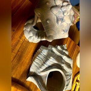 Iridescent large conch Seashell Ceramic Decor/tissue holder